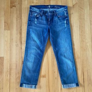 😎7 For All Mankind Crop Straight Leg Cuffed Jeans low rise